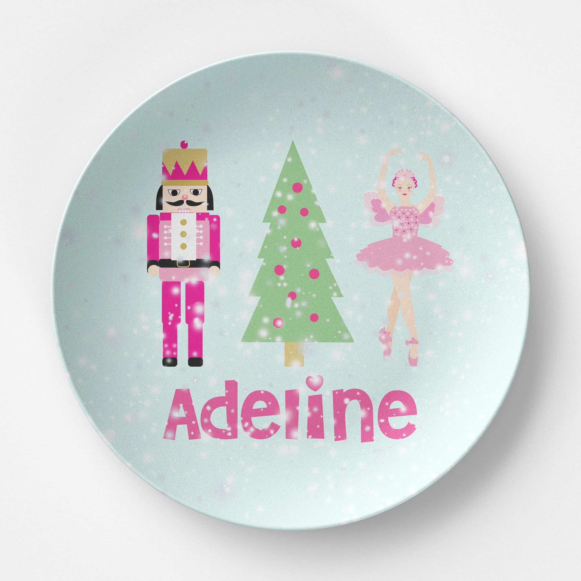 Personalized Christmas Plate with Pink Nutcracker Design - Custom Holiday Dinnerware for Festive Gatherings & Christmas Decor