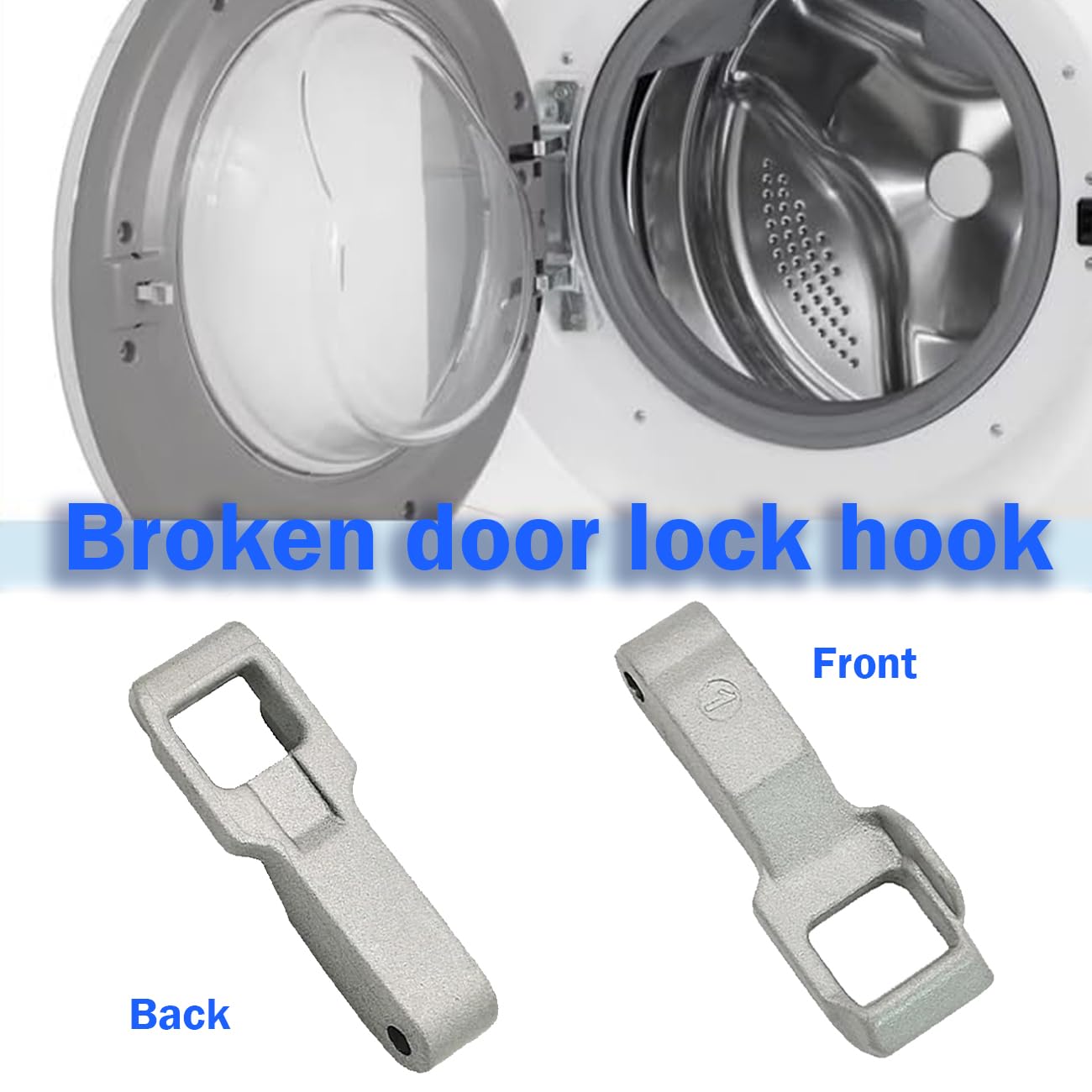 LG MFG63099101 Washing Machine Washer Door Lock Strike Replacement - Compatible with LG & Kenmore Washers (Silver) - Fixes Door Latch Issues for Secure Laundry Room Use