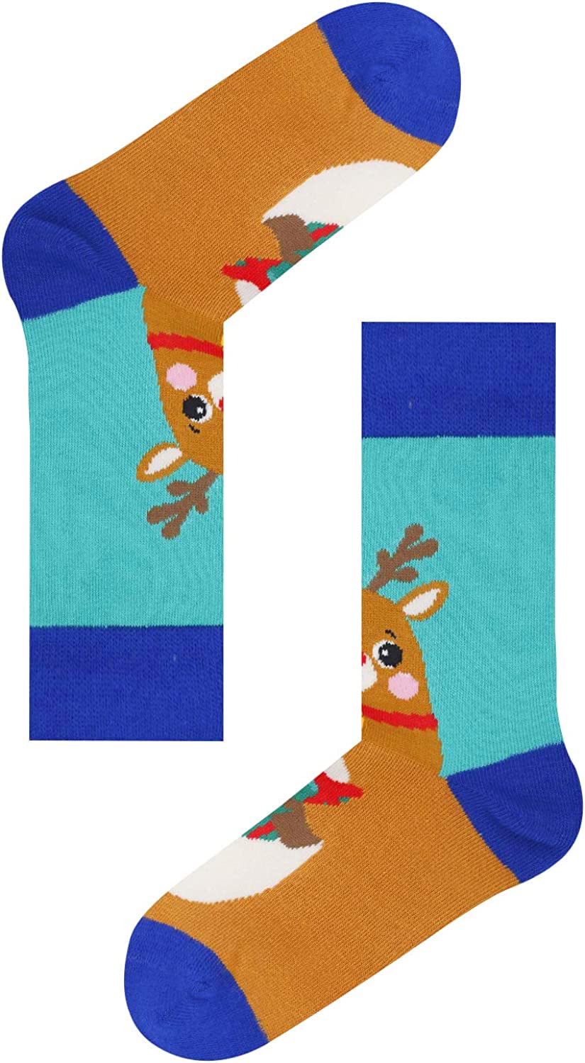 HappyPop Christmas Stocking Socks for Women & Men - Festive Reindeer Holiday Socks for Adults & Kids | Cozy Secret Santa Gifts, Family Matching Pajama Party, Winter Office Gift Exchange