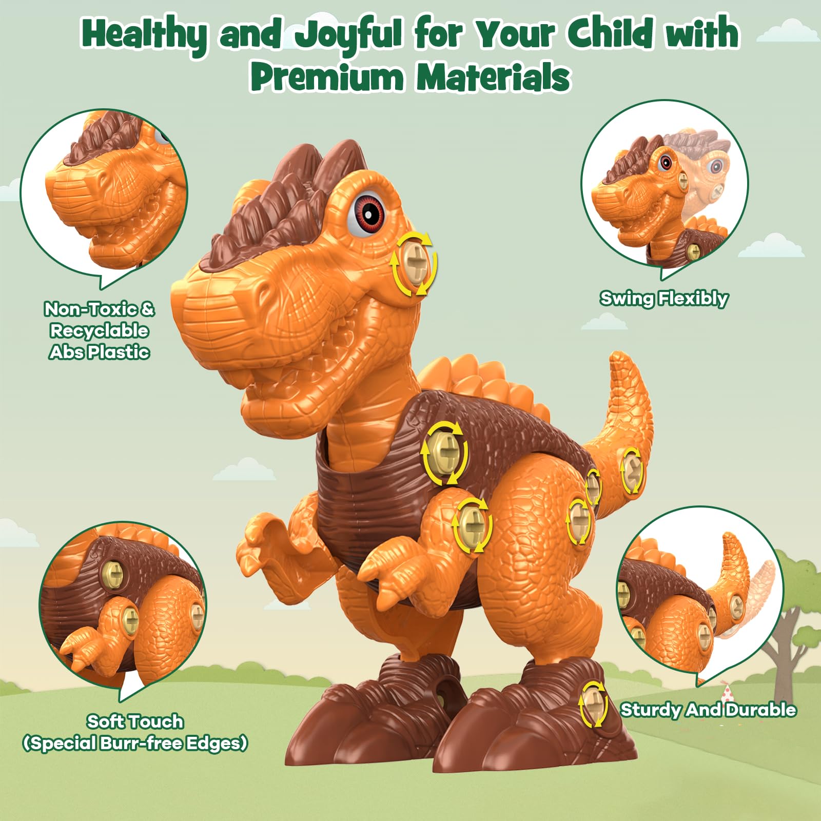 Laradola STEM Take Apart Dinosaur Toys for Kids Ages 3-8 - Construction Building Toys with Electric Drill - Educational Birthday Gifts for Boys & Girls (Blush Pink) | Perfect for STEM Learning, Creative Play & Birthday Parties
