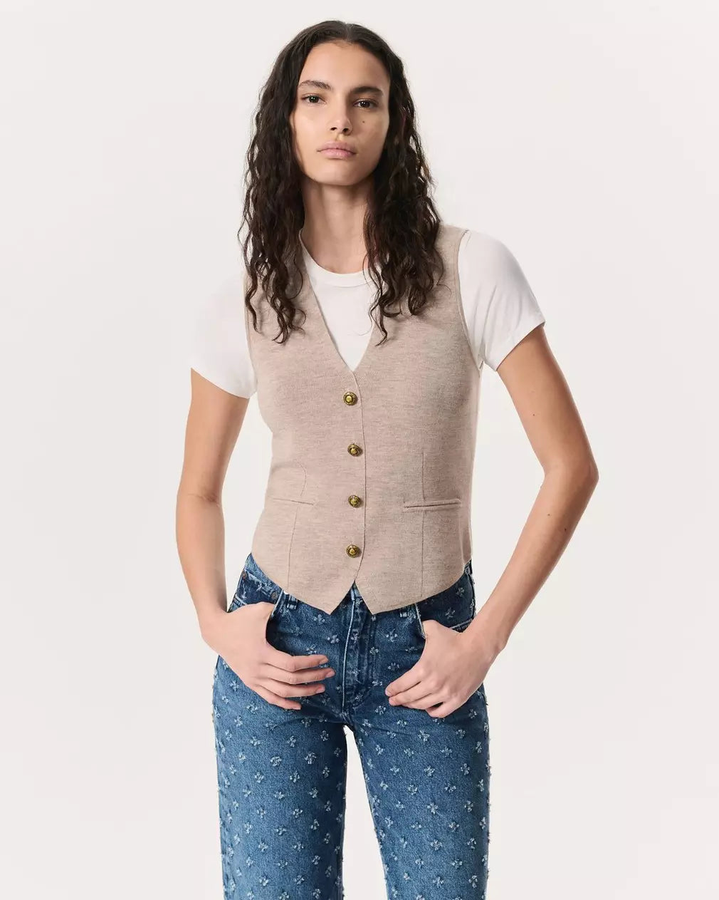 Ella Merino Wool Blend Sweater Vest for Women - Dark Taupe Knit Sleeveless Pullover | Perfect for Layering, Office Wear & Fall Fashion