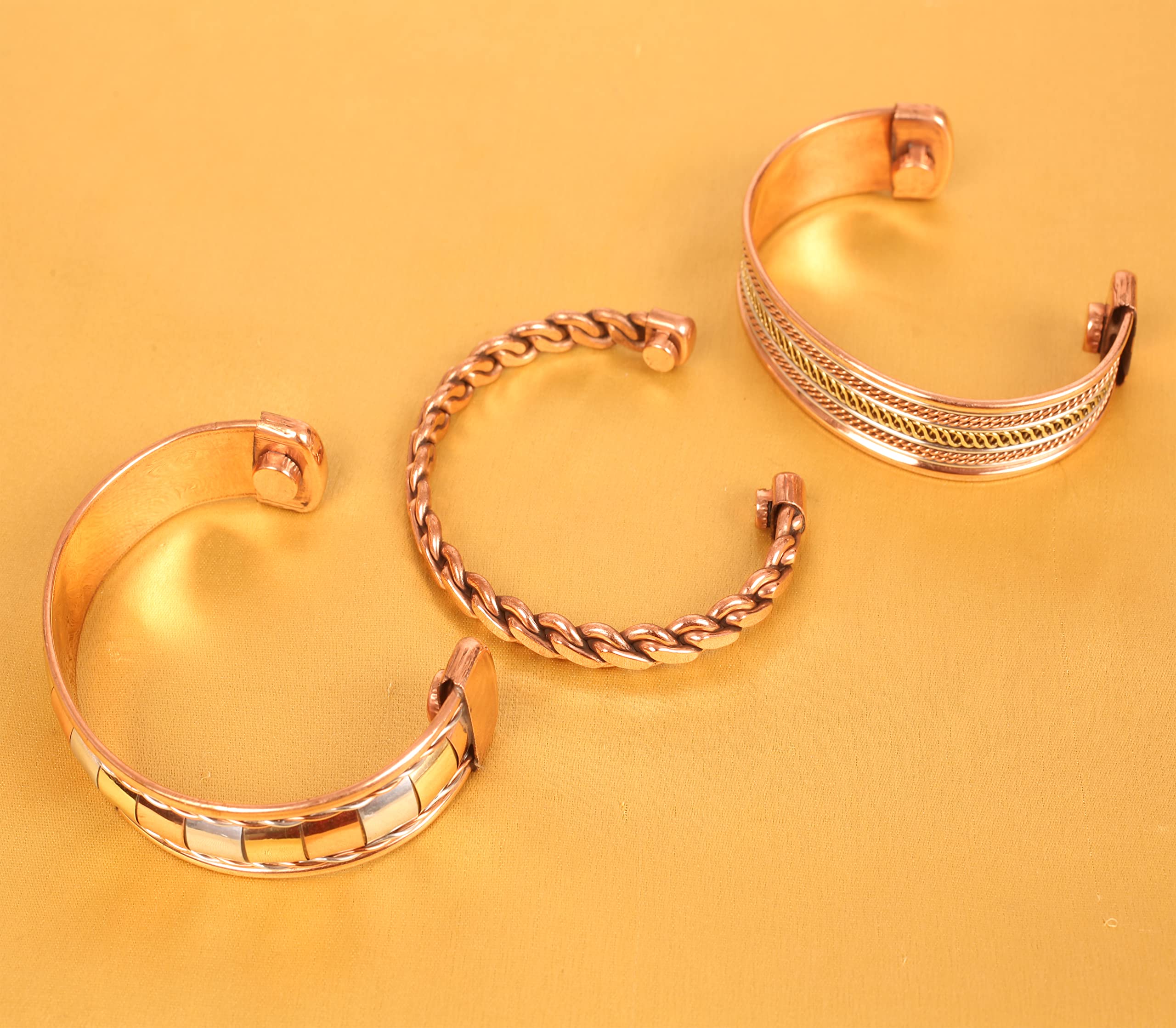 Authentic Tibetan Style Touchstone Copper Bracelet - Hand Forged Solid High Gauge Copper Cuff Jewelry for Men & Women - Multiple Design Options - Perfect for Yoga, Meditation & Spiritual Healing