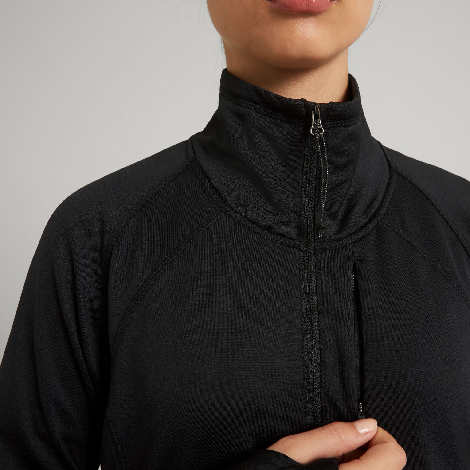 ULT Hike Women's Quarter Zip Pullover Fleece Jacket - Black | Lightweight Hiking & Outdoor Layering for Women