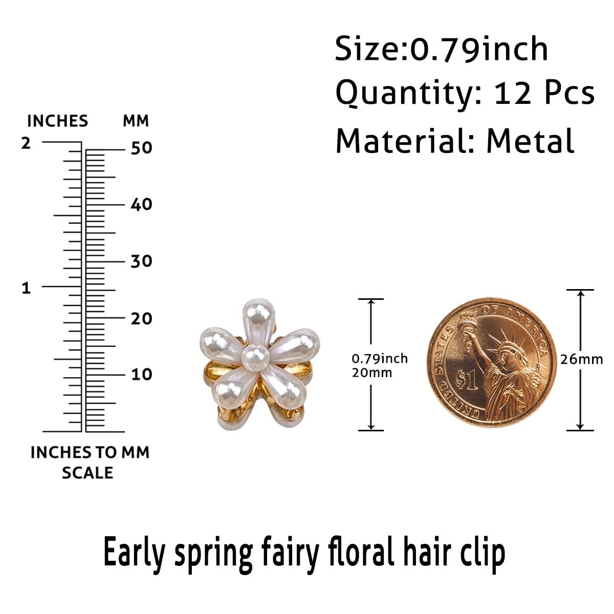 ADORNISH 6-Piece Flower Pearl Hair Clips Set - Mini Hair Claws for Women & Girls, Bridal Hair Accessories Gift for Wedding, Bridesmaid, Prom - Perfect for Updos, Half-Up Styles & Special Occasions