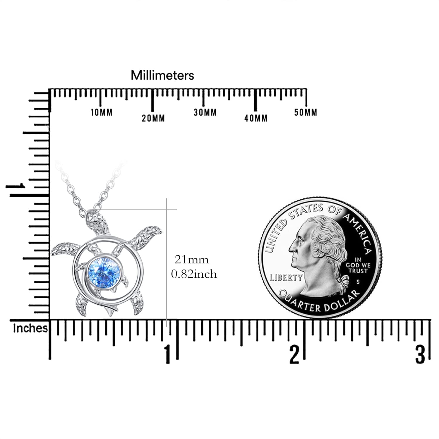 KINGWHYTE Sterling Silver Turtle Necklace - 925 Silver Animal Pendant Jewelry for Women, Cute Turtle Charm Necklace for Christmas, Birthday Gifts - Perfect for Nature Lovers & Beach Vacation Accessories