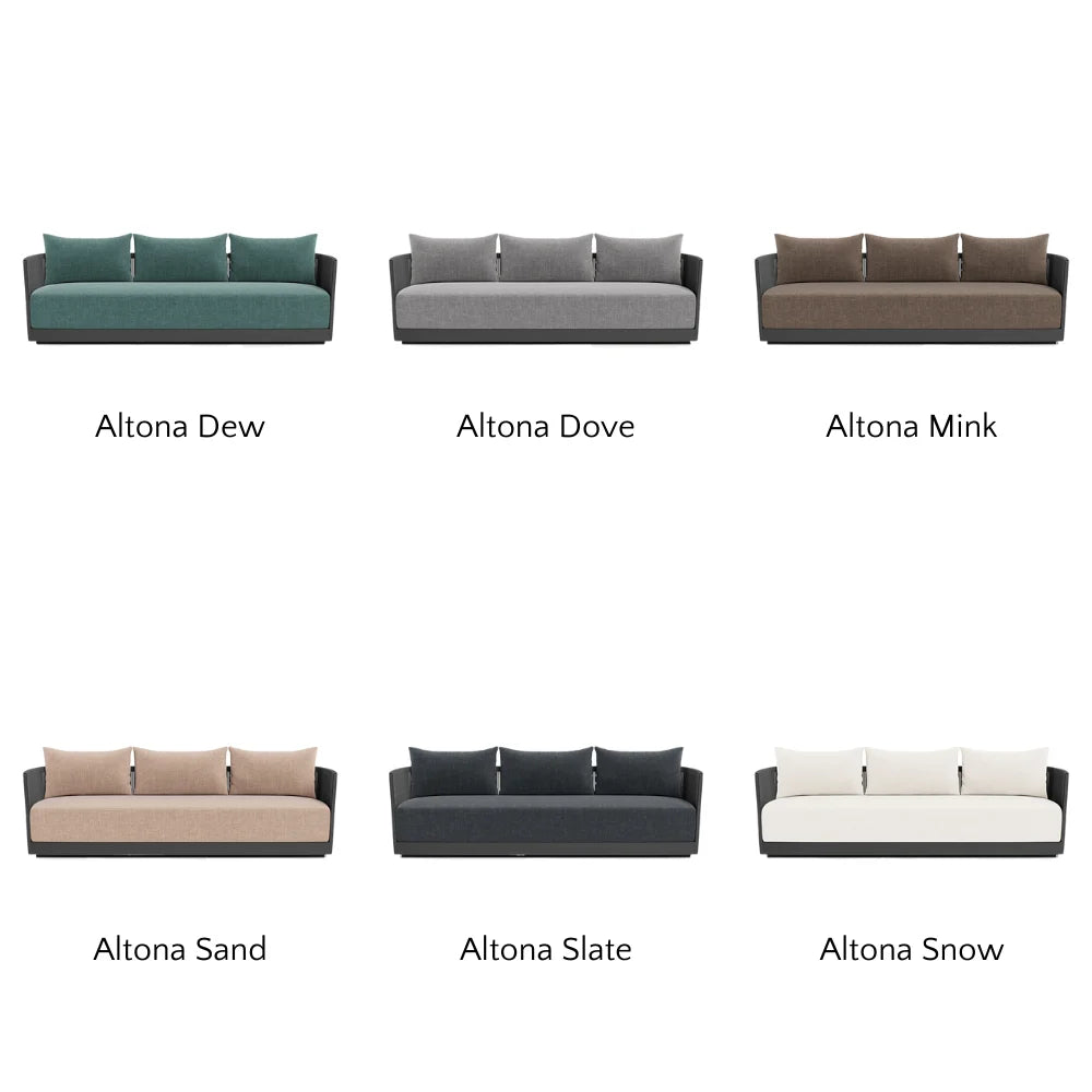 Antigua Outdoor 3-Seat Sofa Set - Waterproof Patio Furniture for Garden, Backyard, Poolside - Comfortable All-Weather Wicker Sectional Couch with Cushions