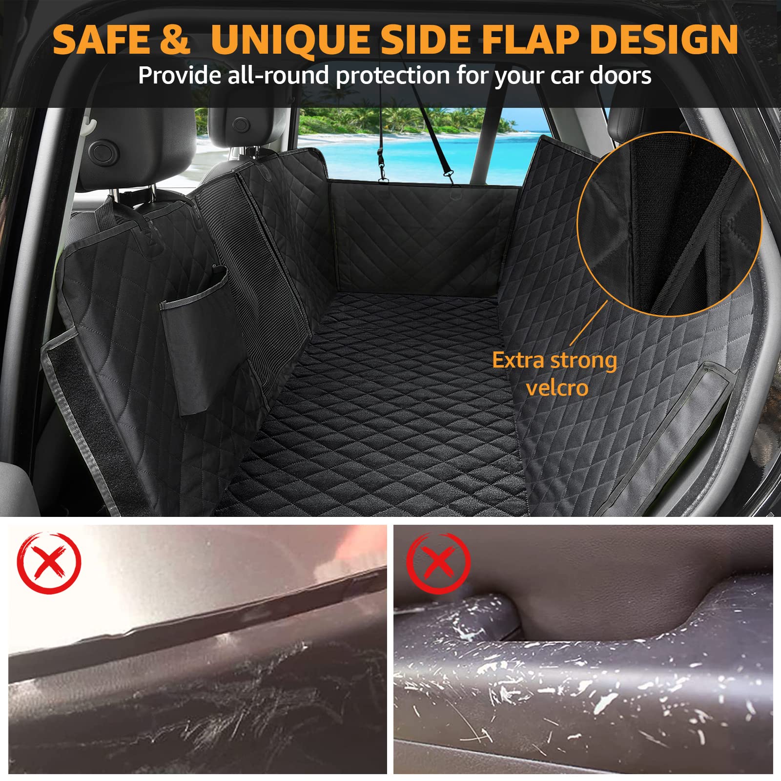 nzonpet Waterproof Dog Back Seat Cover for Trucks - XL Scratchproof & Nonslip Pet Truck Hammock with Mesh Window | Heavy Duty Seat Protector for Full Size Pickup Trucks F150 (Black) | Perfect for Road Trips & Outdoor Adventures