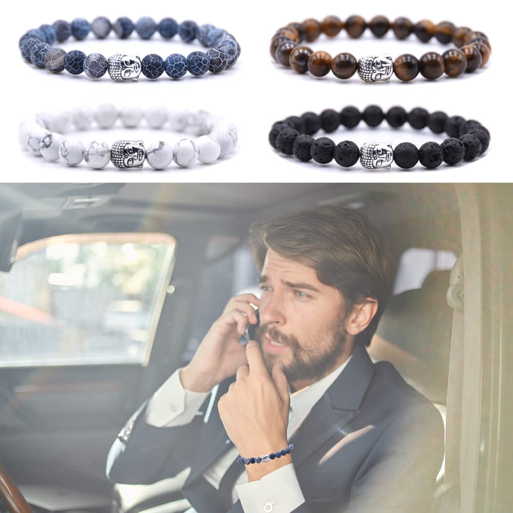 Stylish Beaded Bracelets for Men & Women - His & Hers Couples Bracelets Set - Elastic Stretch Adjustable Unisex Wristbands - Perfect for Anniversaries, Valentine's Day & Matching Couple Gifts
