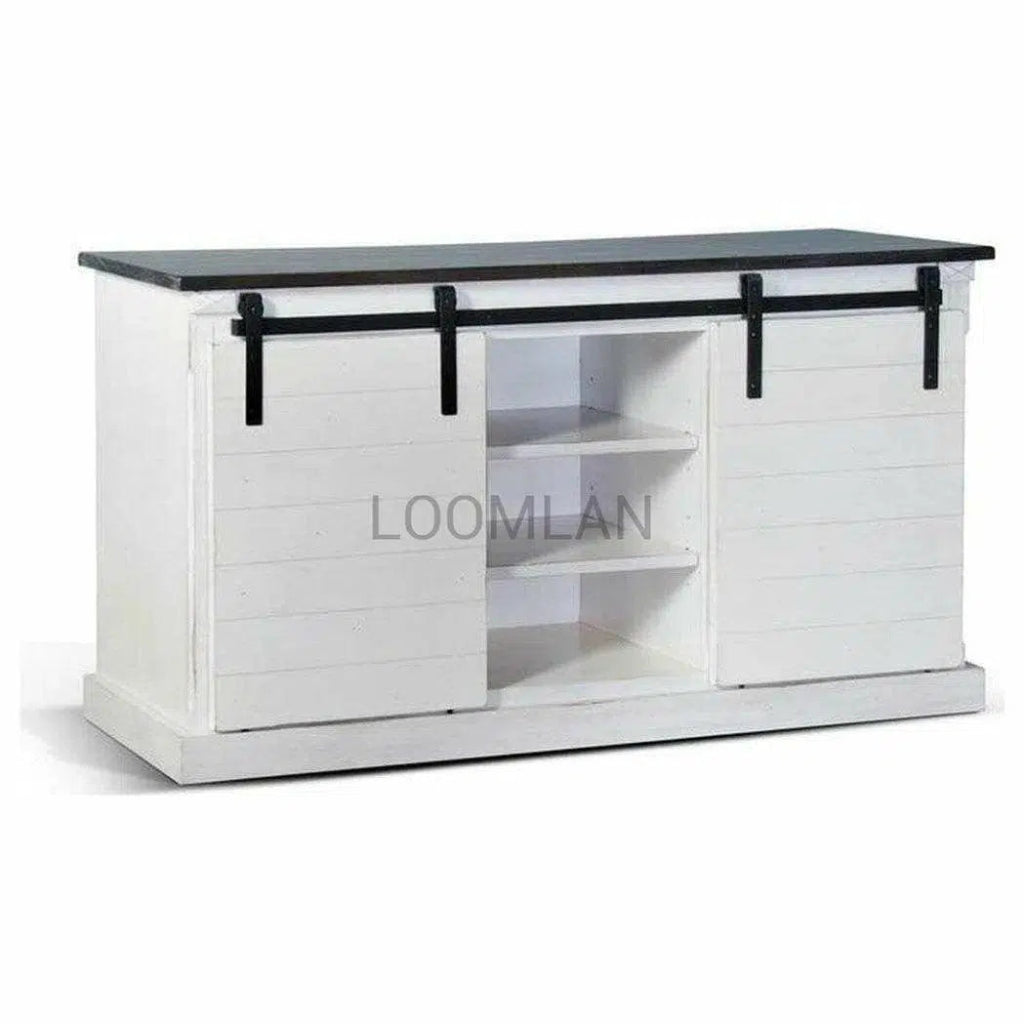 65 Inch TV Stand with Sliding Barn Doors - Rustic Farmhouse Style Media Console for Living Room, Bedroom & Home Theater