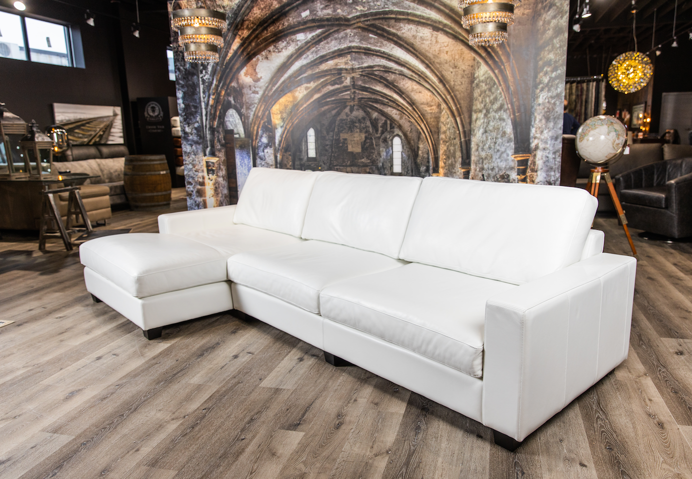 Luxury MESA Deep Leather Sofa Chaise LHF - Modern Sectional Couch for Living Room, Lounge & Home Theater Comfort