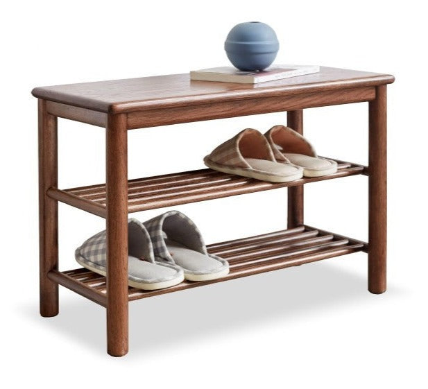 Solid Oak Wood Shoe Bench - Durable Entryway Stool for Putting On Shoes, Boots & Sneakers - Perfect for Hallway, Bedroom or Mudroom Organization