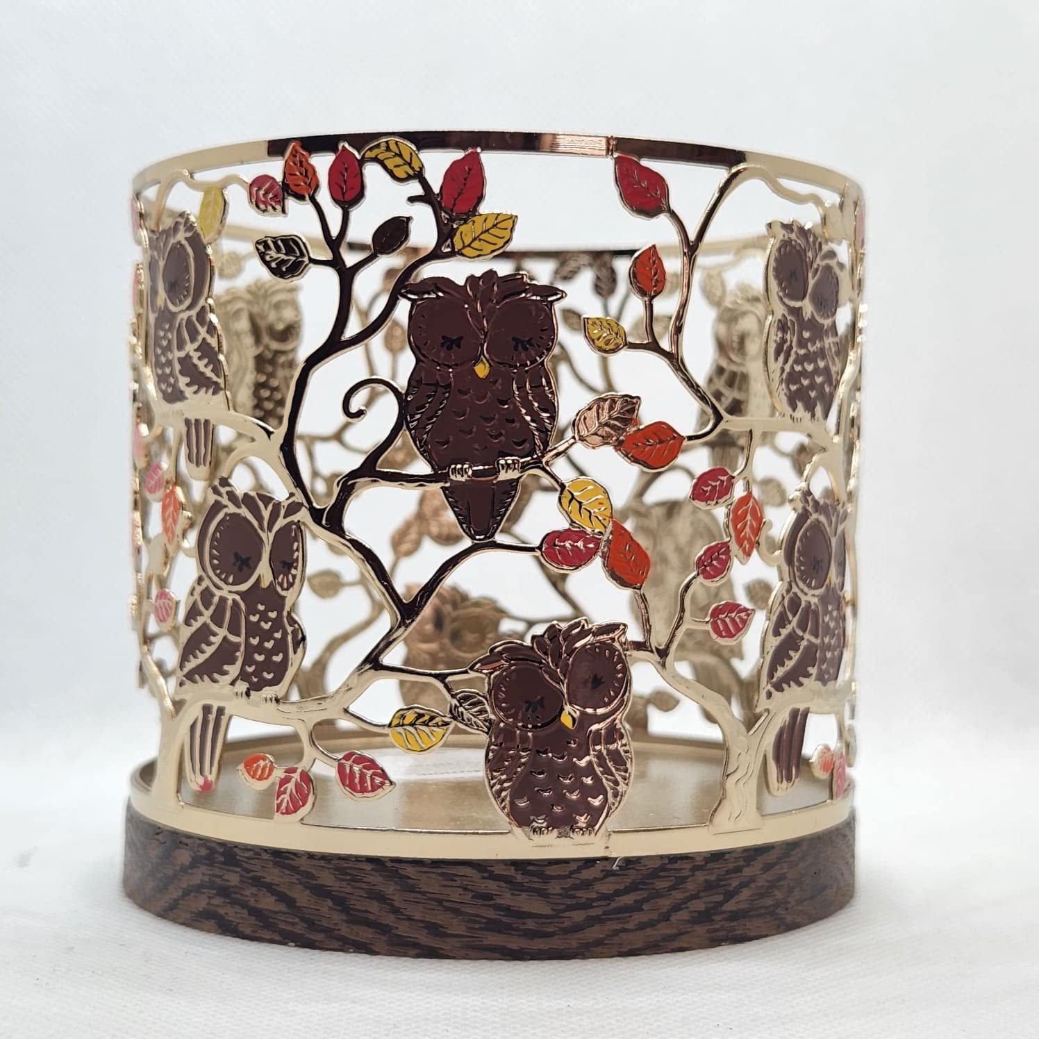 Autumn Owl Candle Holder for Bath & Body Works & White Barn 3-Wick Candles - Rustic Home Decor for Fall Season (Candle Not Included) - Perfect for Thanksgiving, Halloween & Cozy Home Ambiance