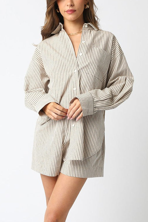 Stylish Palma Stripe Button Up Shirt for Men & Women | Casual & Office Wear | Perfect for Summer Outfits & Business Casual Looks