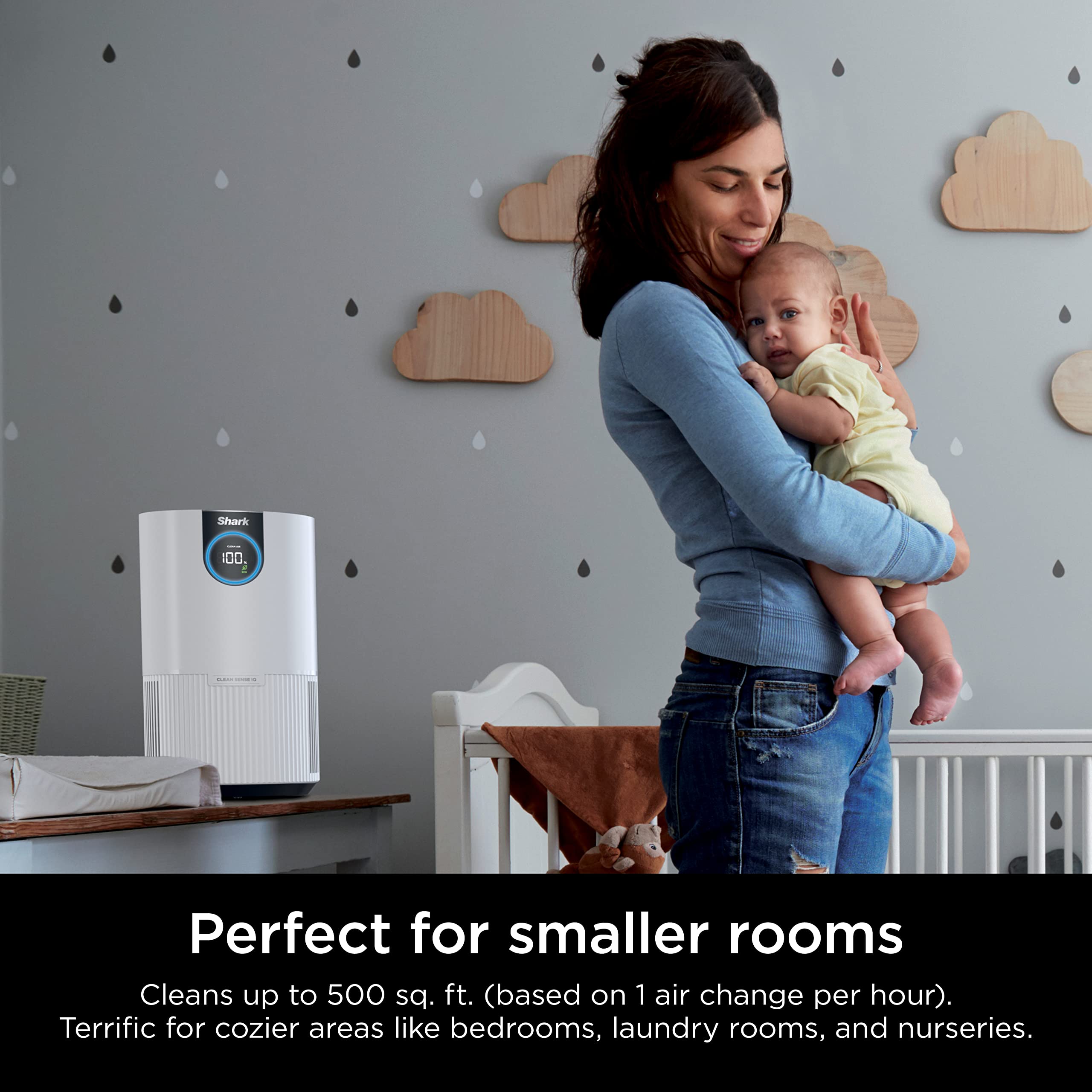 Shark HP102 HEPA Air Purifier for Bedroom, Office & Dorm - 500 Sq Ft Coverage, Odor Eliminator, Removes Smoke, Dust, Allergens & Pet Dander - Perfect for Allergy Relief, Asthma Support & Cleaner Indoor Air in Homes with Pets or Smokers
