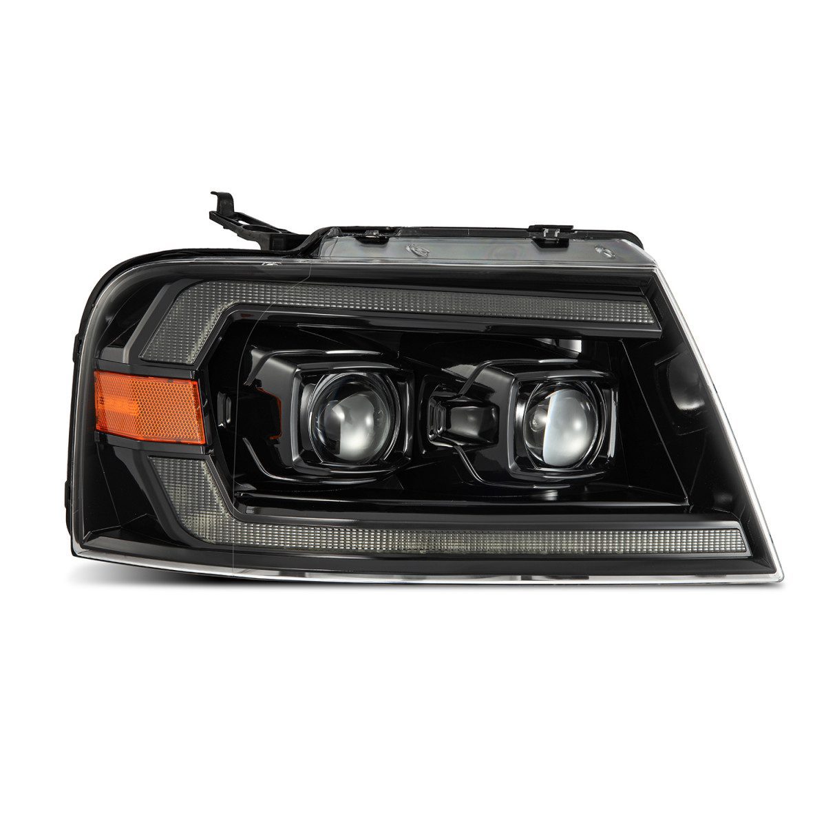 04-08 Ford F150 & 06-08 Lincoln Mark LT PRO Series Halogen Projector Headlights - Alpha Black - Upgrade Your Truck's Night Vision for Safer Driving