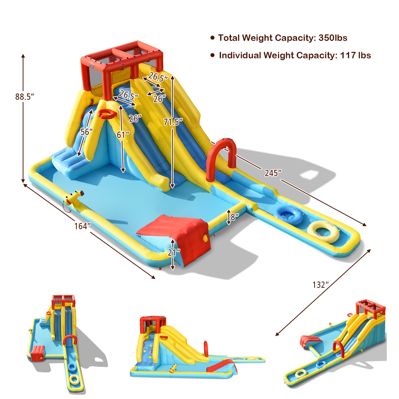 **BOUNTECH 20.5x11FT Inflatable Water Slide for Kids & Adults - Dual Racing Slides, Splash Pool, 680W Blower - Backyard Outdoor Party Fun, Summer Gifts for Big Kids & Family Gatherings**