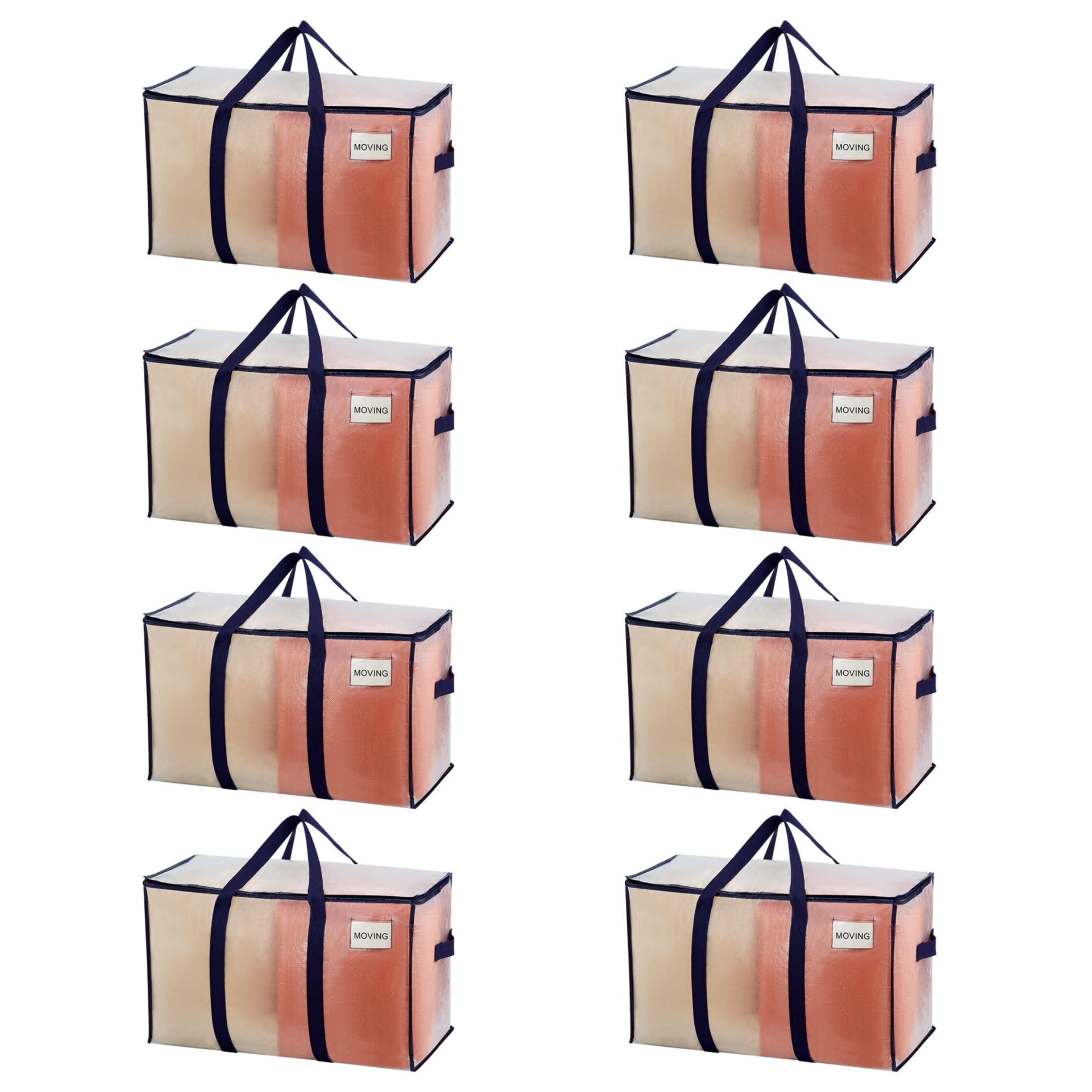 VENO 8 Pack Heavy Duty Moving Bags with Zipper - Extra Large Storage Totes for Clothes, Dorm Room Essentials & Packaging - Clear Moving Box Alternative (Perfect for College Move, Home Organization & Travel Storage)
