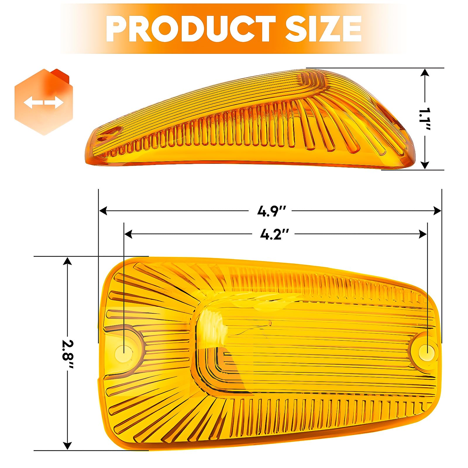 1988-2002 Chevy/GMC C/K Series & Kodiak Topkick Truck Amber Roof Light Cab Clearance Marker Cover Lens - 5pc Set - Durable Replacement for K1500/2500/3500/4500/5500/6500/7500 Models - Perfect for Night Driving & Enhanced Vehicle Visibility