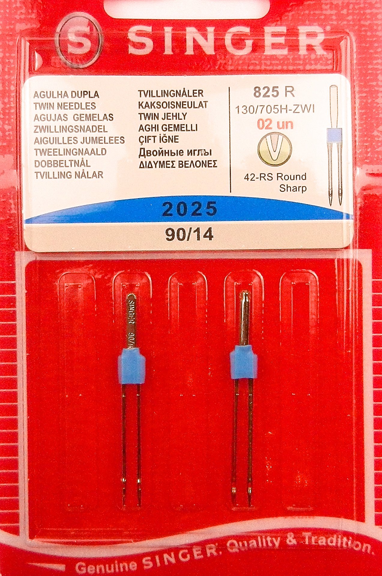 Universal Twin Needles for Singer Sewing Machine - 90/14 Thickness (2-Pack) - Perfect for Quilting, Embroidery & Double Stitching