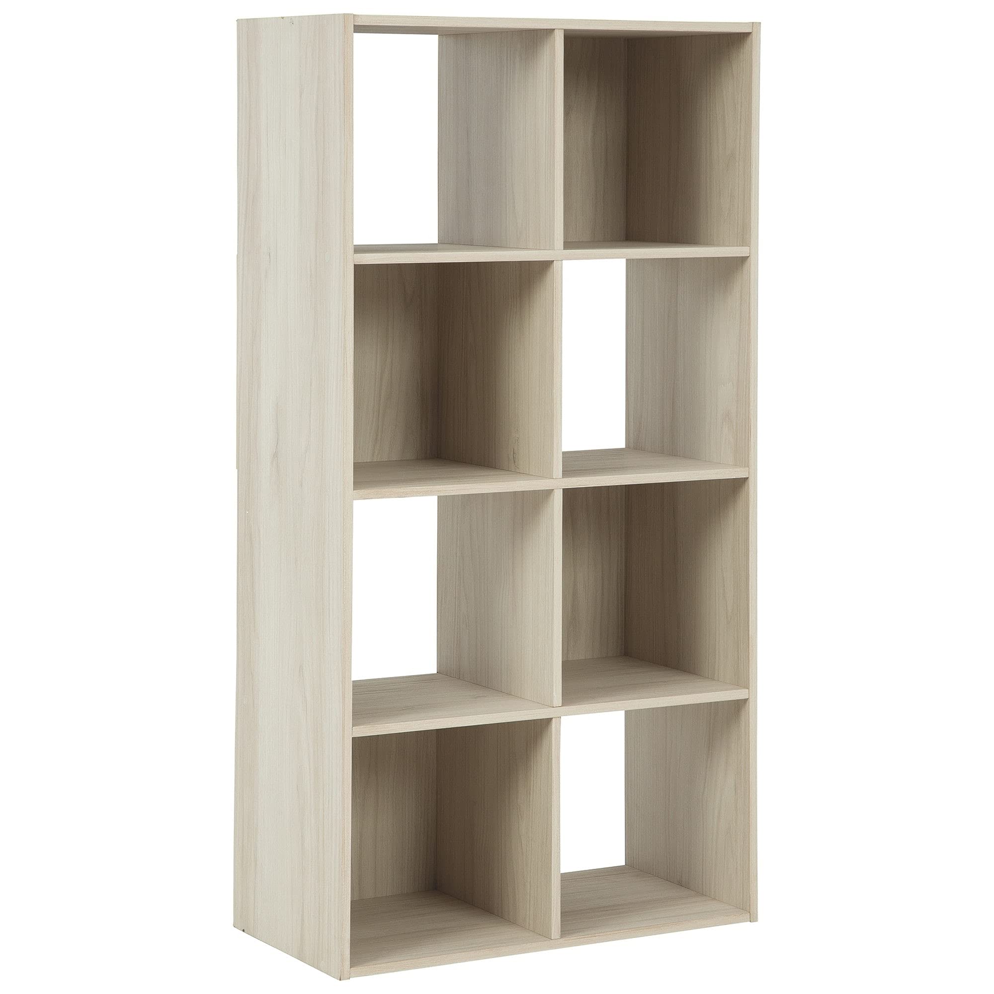 8-Cube Wooden Organizer with Natural Grain Details - Modern Brown Solid Wood Storage Shelf for Home Office, Living Room, Bedroom Organization