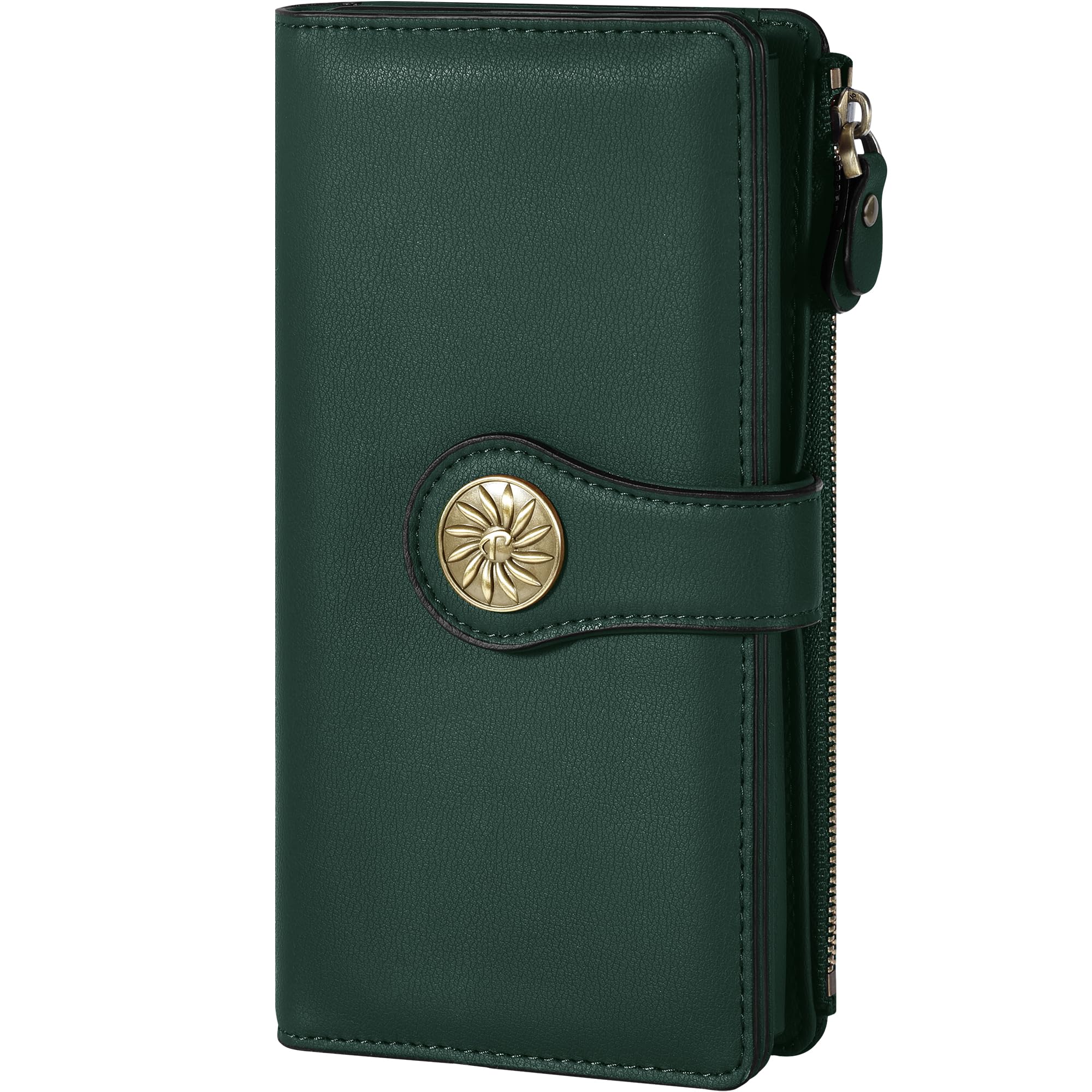 Travelambo Women's RFID Blocking Luxury Waxed Leather Clutch Wallet - Large Capacity Multi-Card Organizer with Zipper Pocket | Perfect for Travel, Shopping & Everyday Use