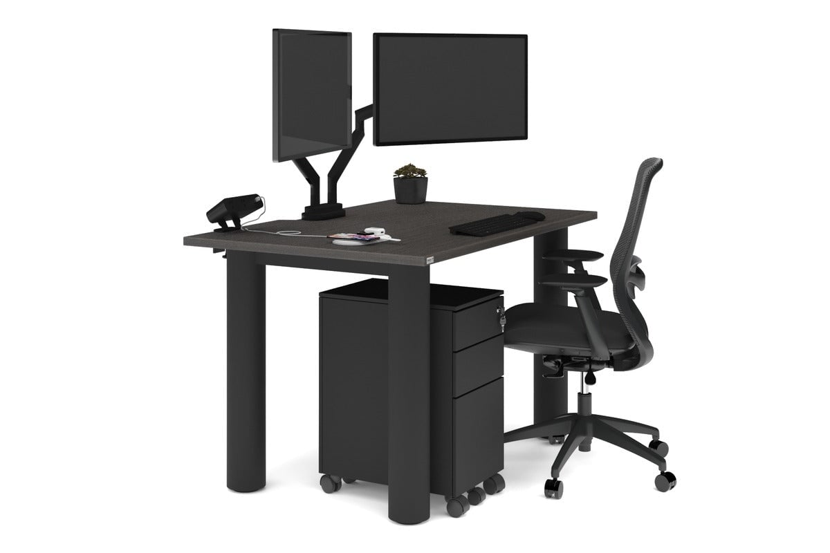 Quadro Cylinder Leg Office Desk - 1400L x 800W Modern Executive Desk with Cable Management | Perfect for Home Office, Workspace & Conference Room