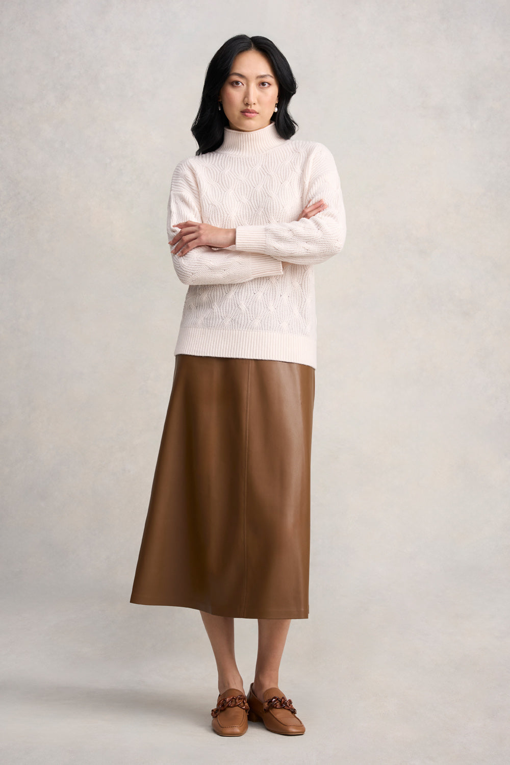 Soft Cable Knit Cotton Blend Sweater - Cream | Cozy Winter Pullover for Women | Perfect for Casual Outfits & Holiday Gatherings
