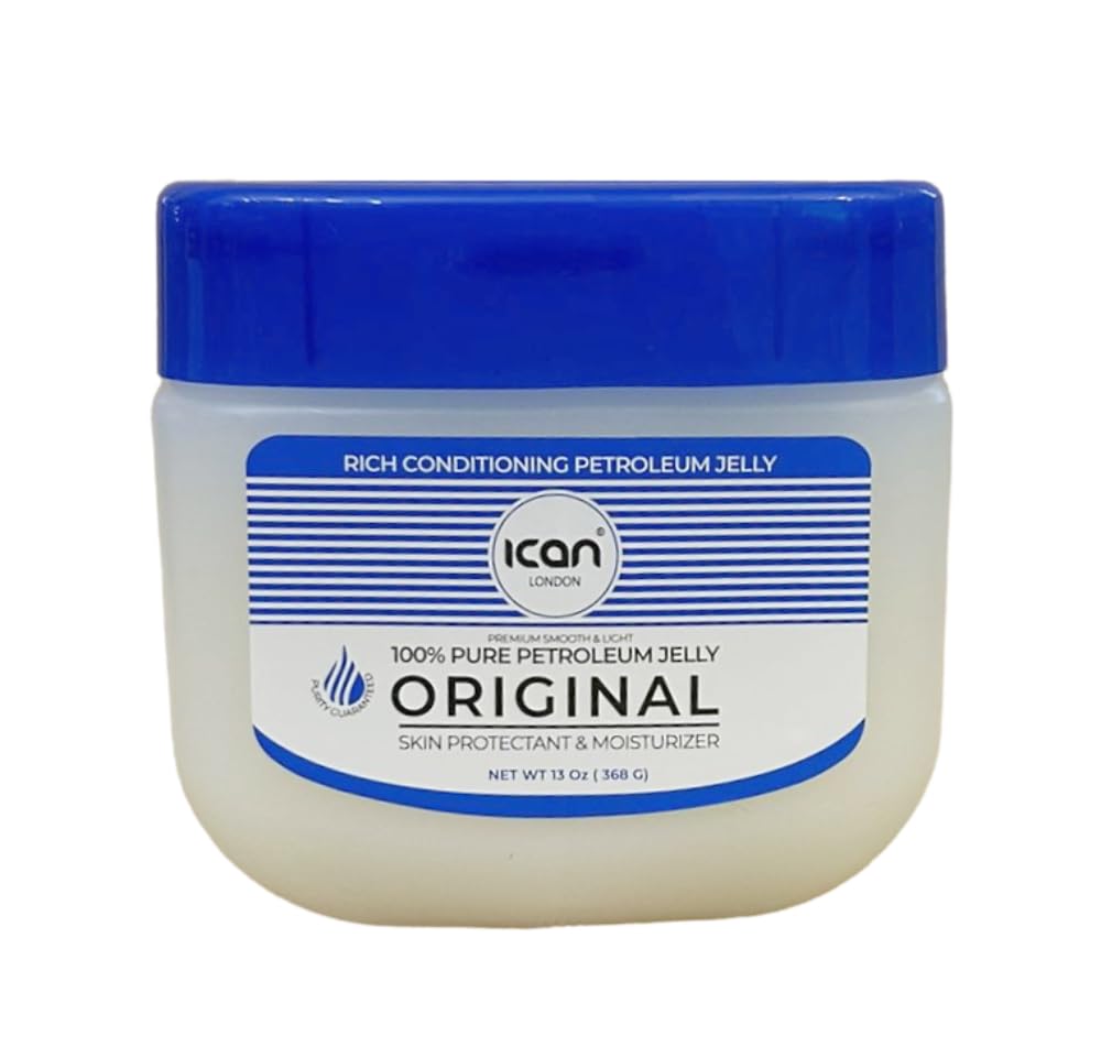 ICAN LONDON 100% Pure Petroleum Jelly Original 368g (13oz) - Multipurpose Skin Protectant for Dry Lips, Hands & Face | First Aid Ointment for Cuts & Burns