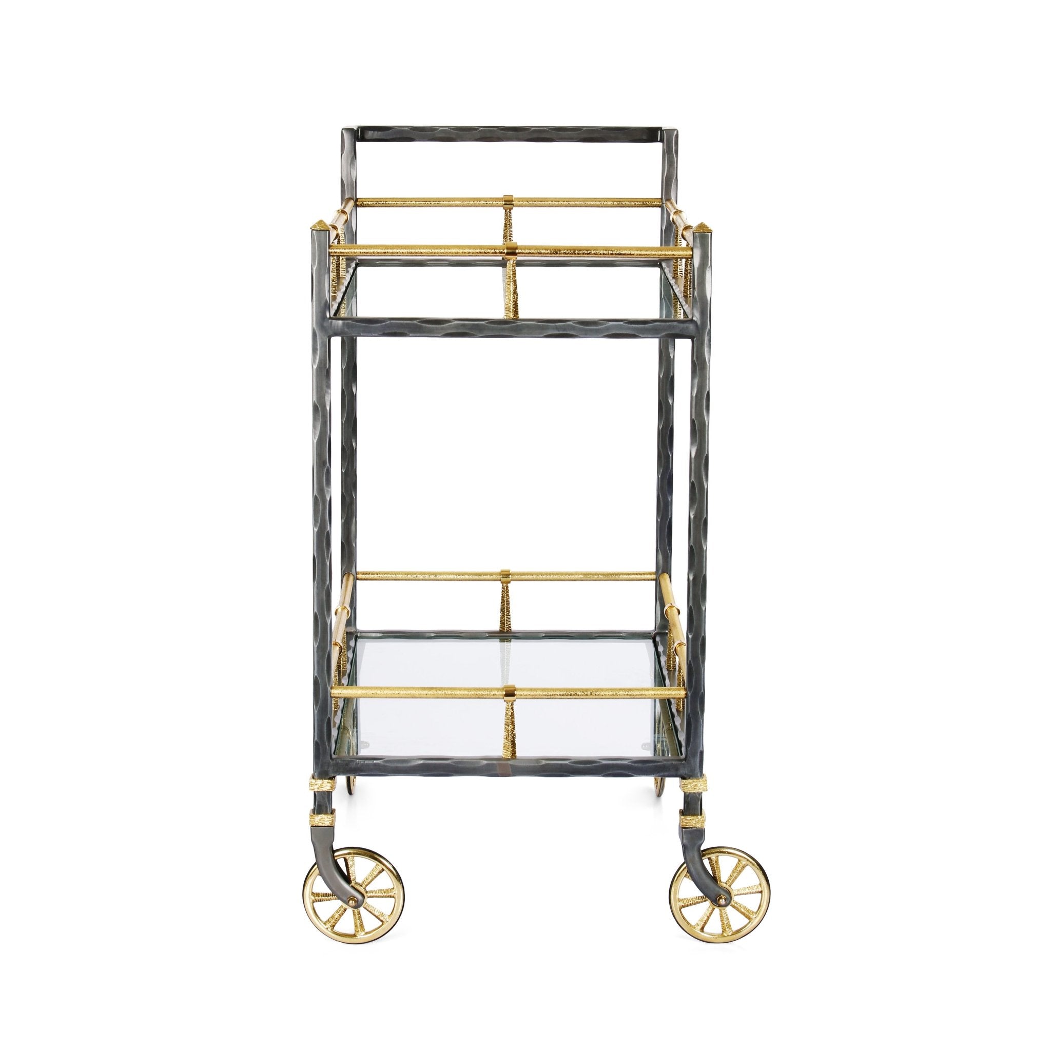 Sturdy Forged Bar Cart with Wheels - Premium Metal Rolling Drink Cart for Home, Office, or Outdoor Entertaining