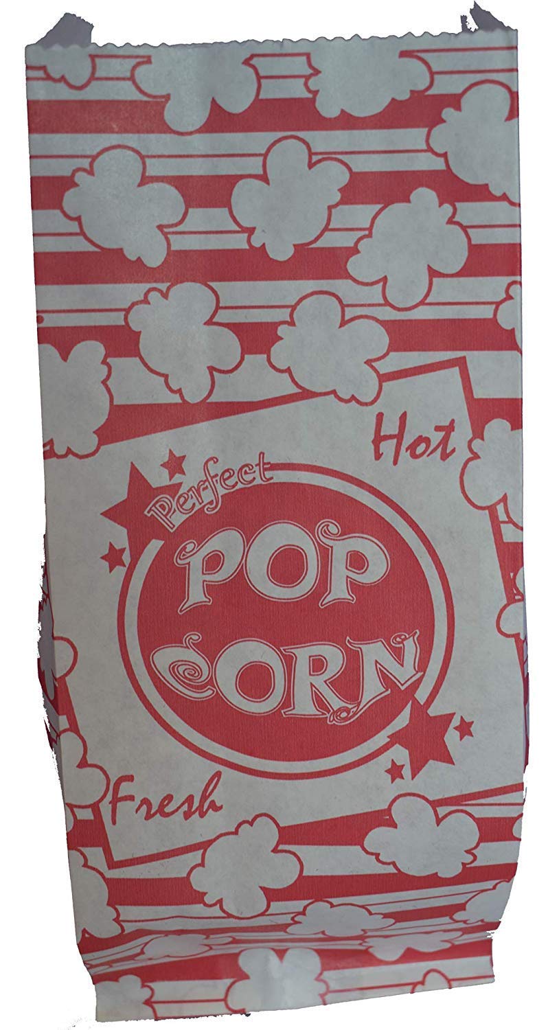 Premium 1 oz Popcorn Bags (Pack of 500) with Wooden Scoop - Bulk Concession Supplies for Movie Theaters, Carnivals & Home Theater Snacks