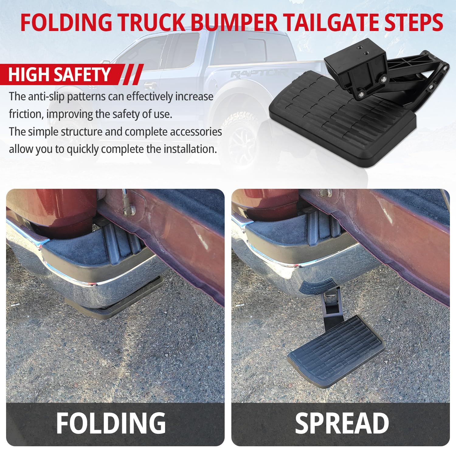 Retractable Bumper Tailgate Step for Ford F150 2006-2014 | Replacement for AMP Research BedStep 75302-01A | Easy Truck Bed Access for Loading & Outdoor Adventures