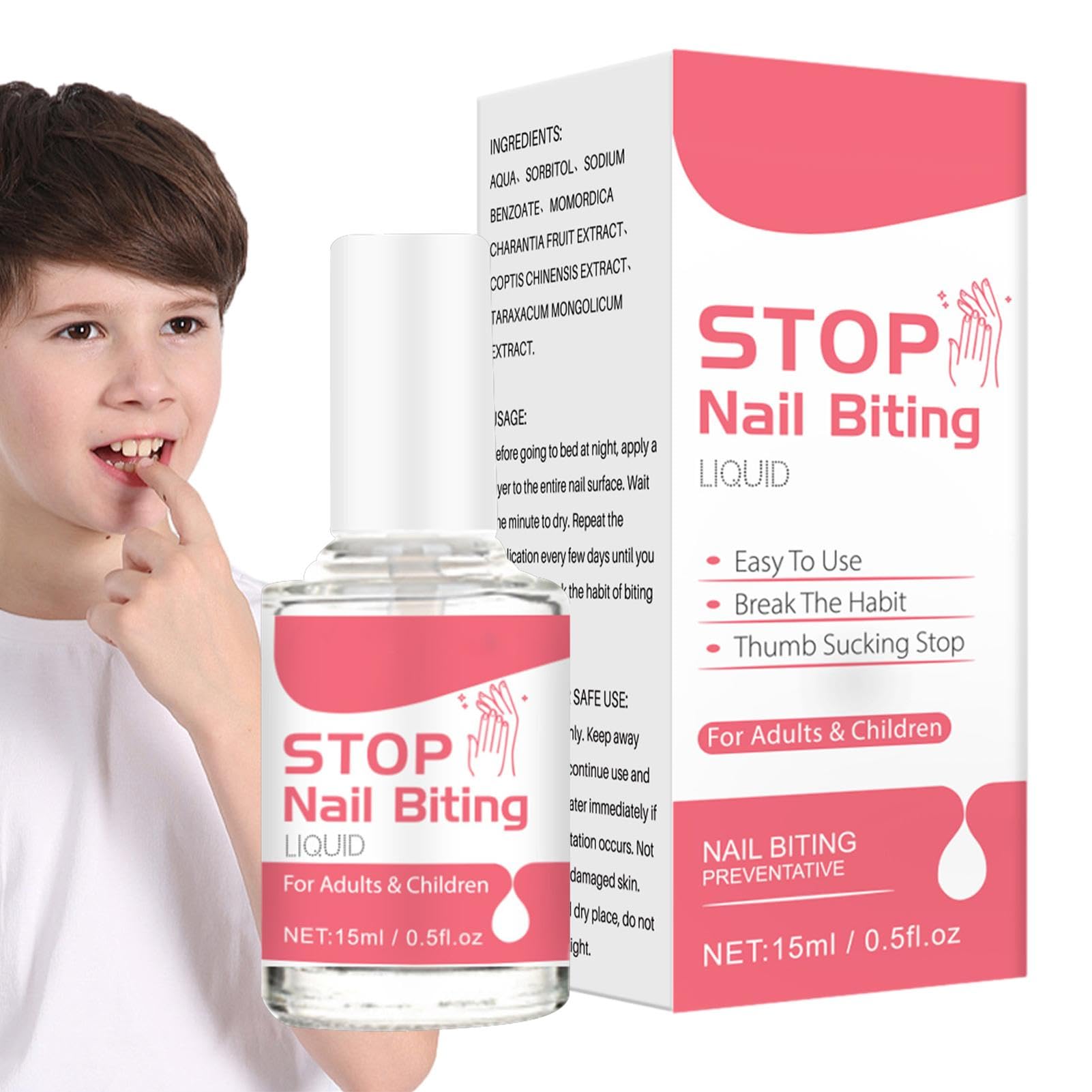 Bitter Nail Biting Prevention Polish for Kids & Adults - 0.5oz Safe Nail Bite Stopper with Long-Lasting Bitter Taste | Stop Thumb Sucking & Finger Chewing Habit | Dermatologist-Tested Formula | Perfect for Home, School & Travel Use