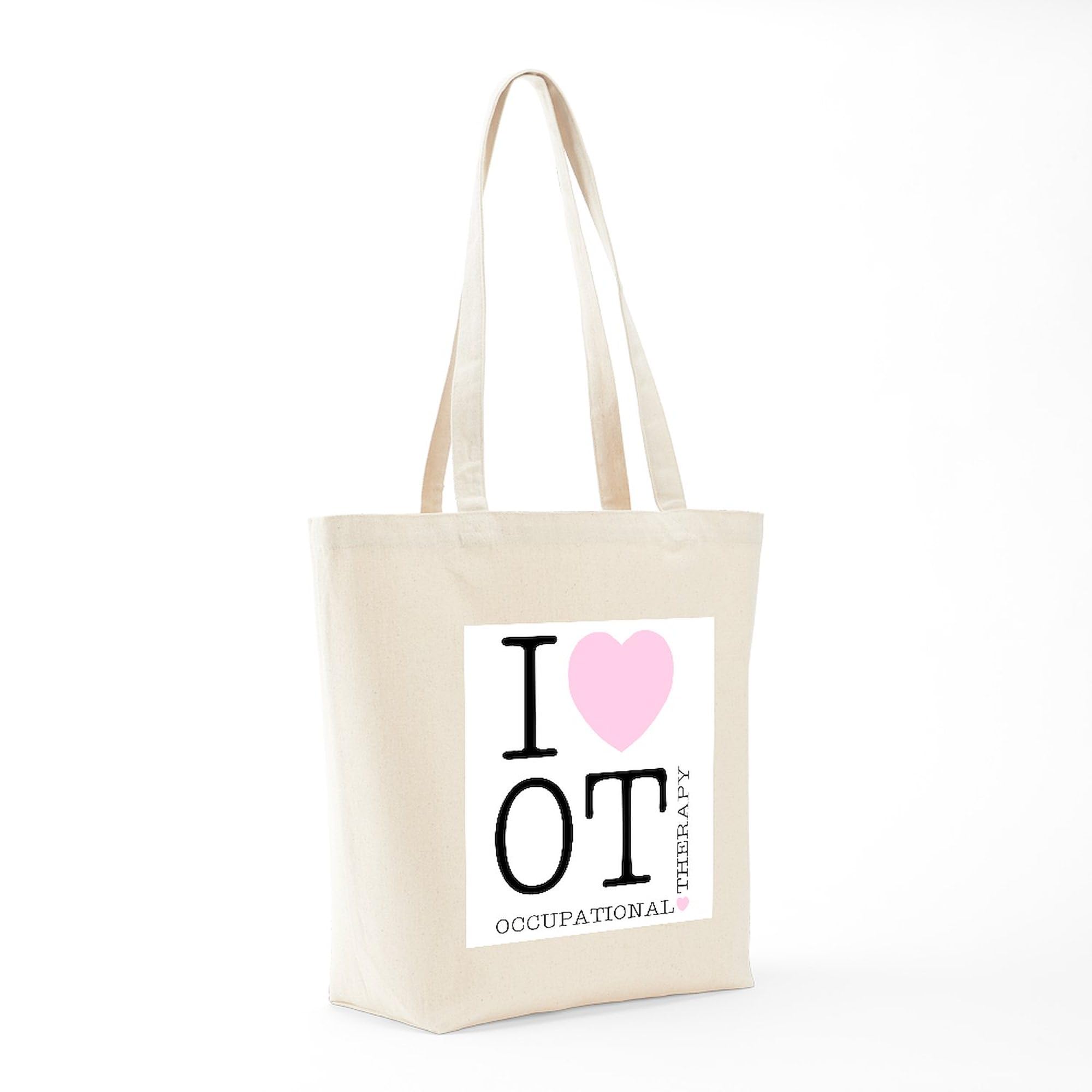 CafePress I Heart OT Natural Canvas Tote Bag - Reusable Grocery Shopping Bag for Work, School & Beach