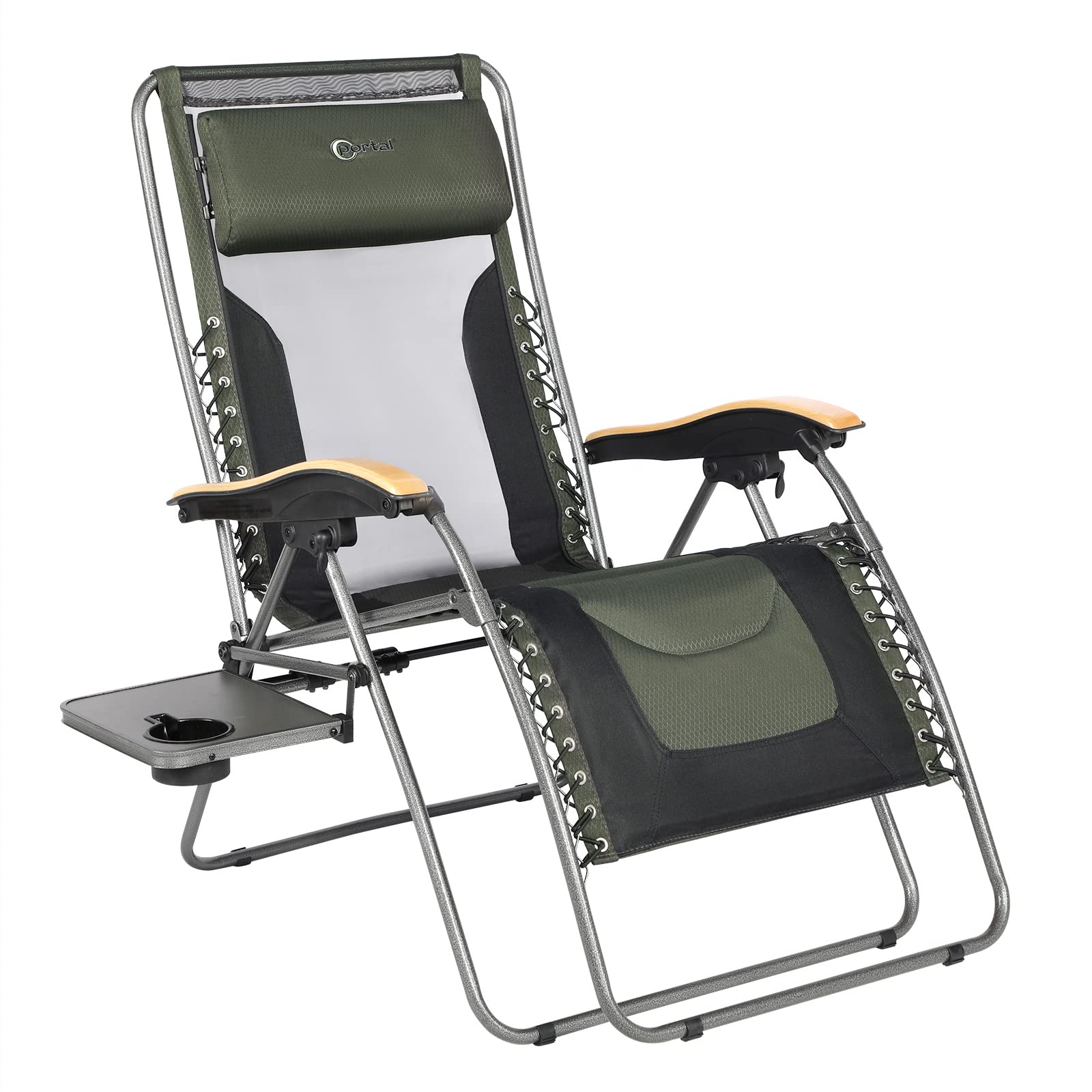 **Oversized Mesh Back Zero Gravity Reclining Patio Chair with XL Padded Seat, Adjustable Pillows & Cup Holder – Heavy Duty 350lbs Capacity for Poolside, Backyard, Lawn & Outdoor Relaxation**