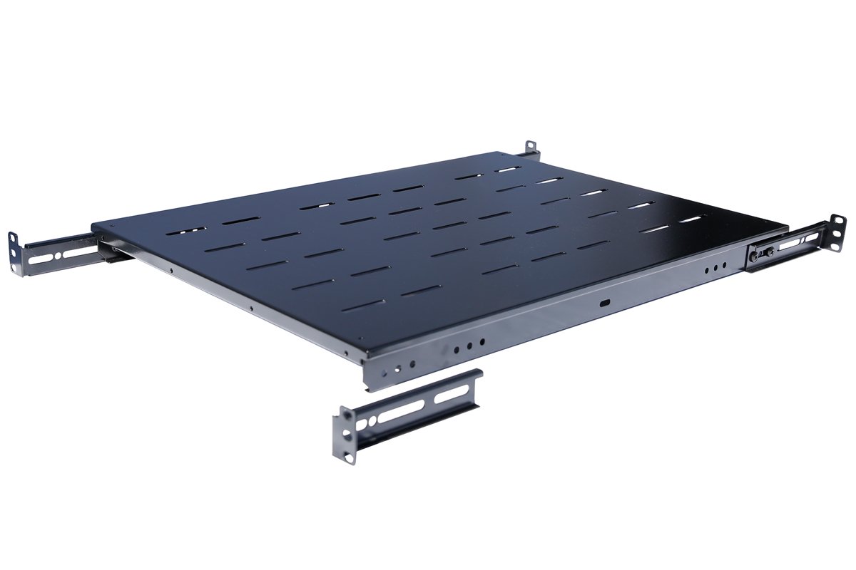 1U Adjustable Depth 19-Inch 4-Post Server Rack Shelf for Network Equipment (21.5-28 Inch) - Perfect for Data Centers, Server Rooms & IT Rack Mounting Solutions