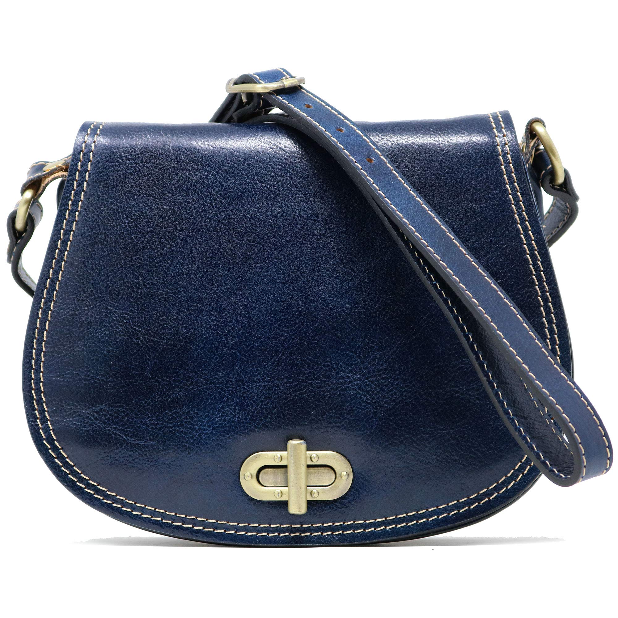 Floto Firenze Women's Leather Saddle Bag - Vintage Crossbody Shoulder Handbag Purse for Everyday Use, Travel & Date Night