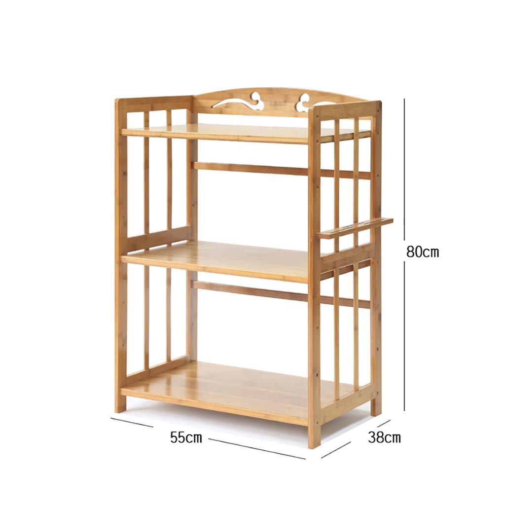 3-Tier Bamboo Kitchen Shelf - Microwave Oven Stand, Solid Wood Storage Rack for Pantry, Bathroom & Laundry (55 x 38 x 80cm) - Space-Saving Organizer for Small Apartments & Dorm Rooms