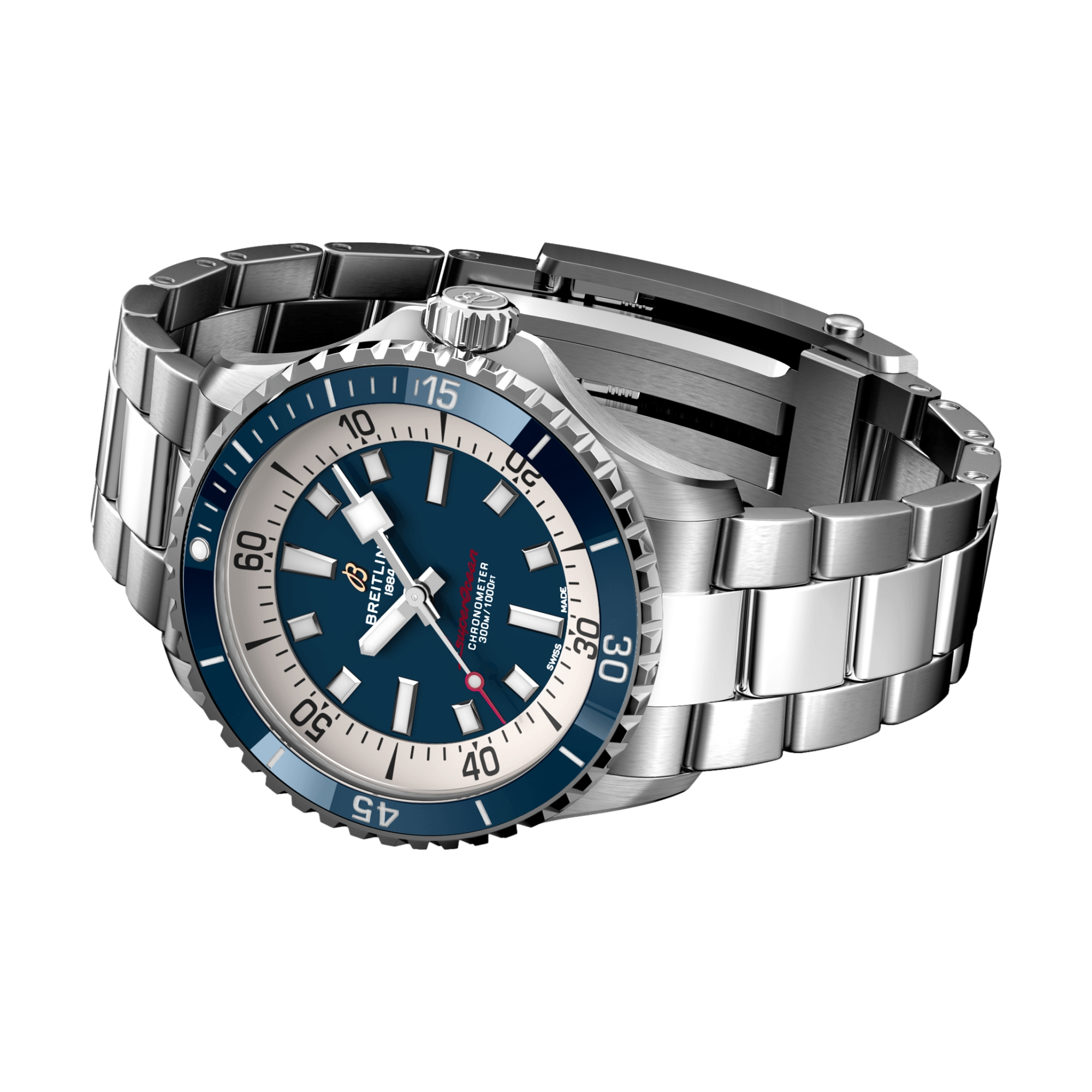 Superocean Automatic 42mm Blue Dial Men's Watch with Stainless Steel Bracelet - Perfect for Diving, Swimming & Luxury Everyday Wear