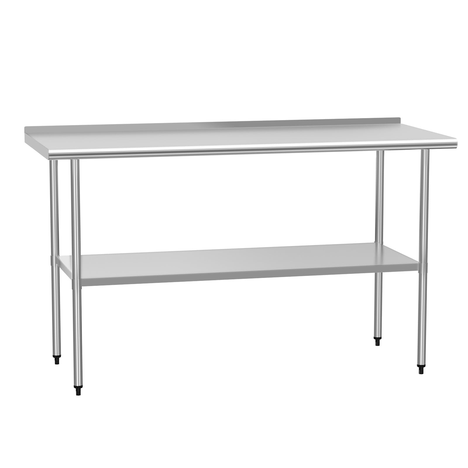 Premium Stainless Steel Work Table 24x60 Inches - Adjustable Shelf & Backsplash - Heavy Duty Commercial Kitchen Prep Table for Restaurant, Food Prep, Garage, Laundry Room & Outdoor BBQ Cooking - Easy to Clean Utility Table