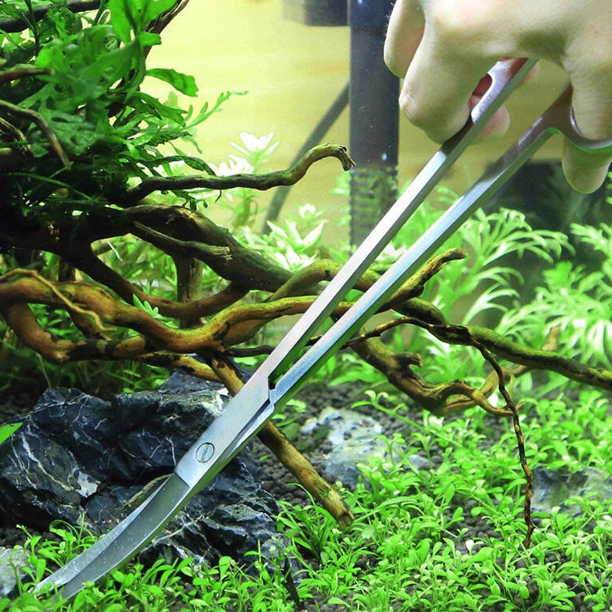 3 in 1 Stainless Steel Aquarium Tools Kit - Long Aquatic Plant Tweezers, Scissors & Aquascaping Tools for Fish Tank Maintenance | Perfect for Trimming, Planting & Aquascaping