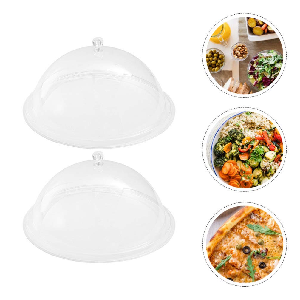 Hemoton 2-Pack Clear Acrylic Food Covers - 31cm Transparent Cake Domes with Handles for Fresh Food Display, Snack Protection & Kitchen Storage | Perfect for Bakeries, Buffets & Home Kitchen Use