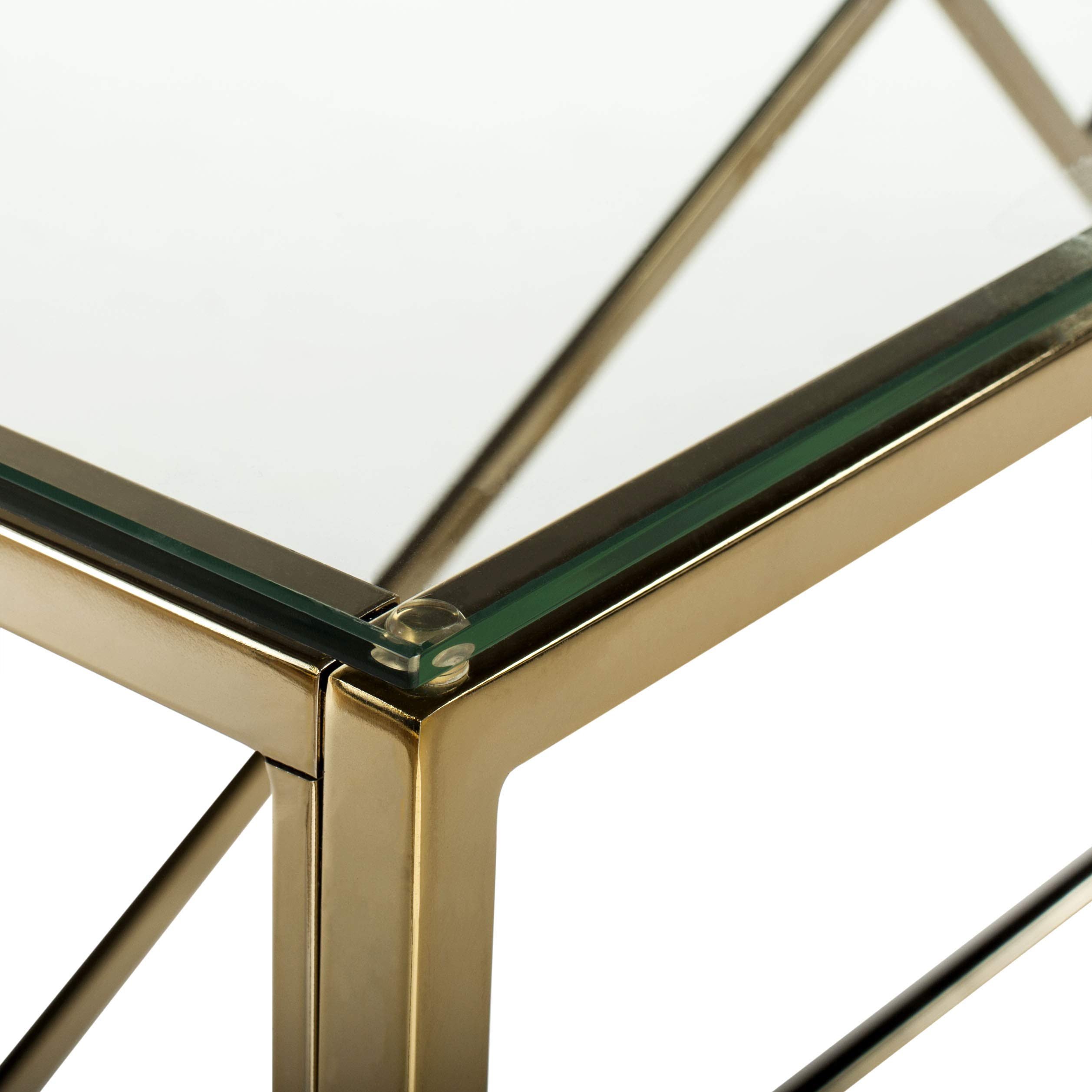 Safavieh Namiko Glam Console Table - Tempered Glass & Brass Modern Entryway Table for Living Room, Hallway, or Foyer Decor