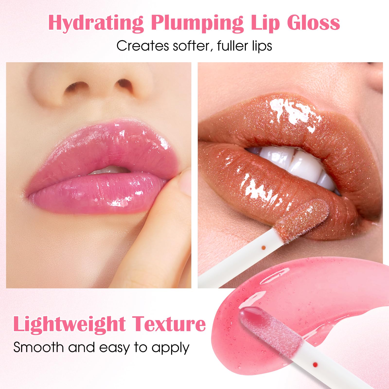 Boobeen 4PCS Lip Gloss Set - Moisturizing Hydrating Tinted Lip Oil, Non-Sticky Lightweight Lip Gloss for High Shine & Plump Lips | Perfect for Women & Girls Daily Wear, Parties, and Makeup Looks