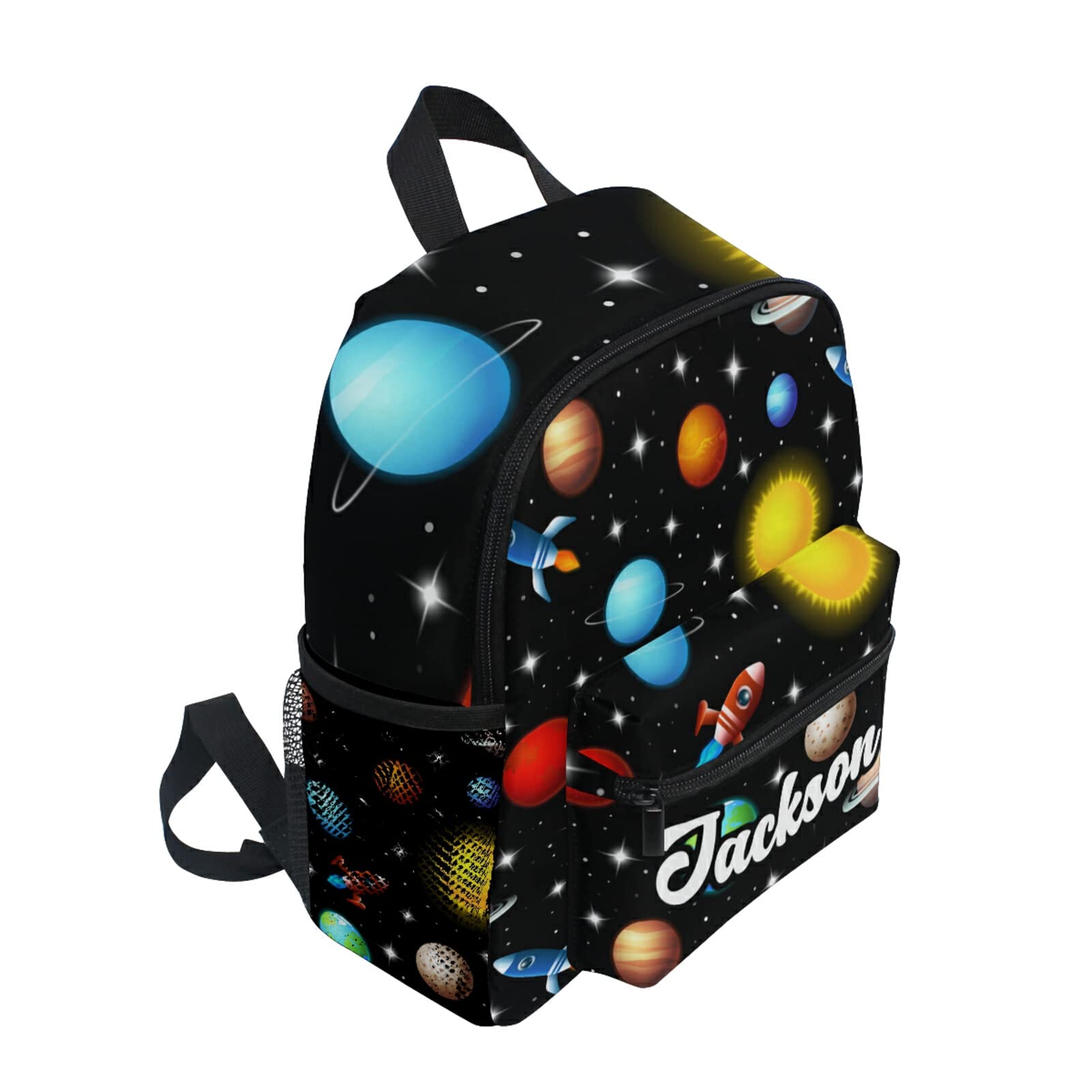 Custom Galaxy Planets Space Backpack for Kids - Personalized with Name/Text, Adjustable Chest Strap - Preschool & Toddler Backpack for Boys & Girls - Perfect for School, Daycare, Travel & Outdoor Adventures