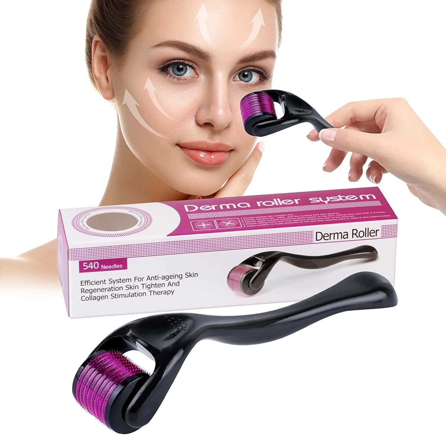 Derma Roller 0.5mm for Hair Growth & Skin Rejuvenation | 540 Stainless Steel Microneedles | Repair Damaged Hair & Activate Follicles | Reduce Hair Fall & Thicken Hair | Improve Skin Texture & Revitalization | Safe & Effective for Home Use | Perfect for Hair Care & Anti-Aging Routine