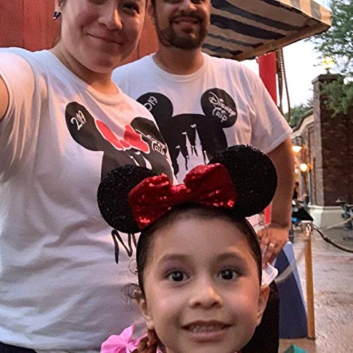 CLGIFT Red Sparkle Minnie Ears Headband - Handmade Sequin Mickey Mouse Ears Hairband for Adults & Kids (One Size Fits All) - Perfect for Disney Theme Parks, Cosplay, Halloween & Birthday Parties