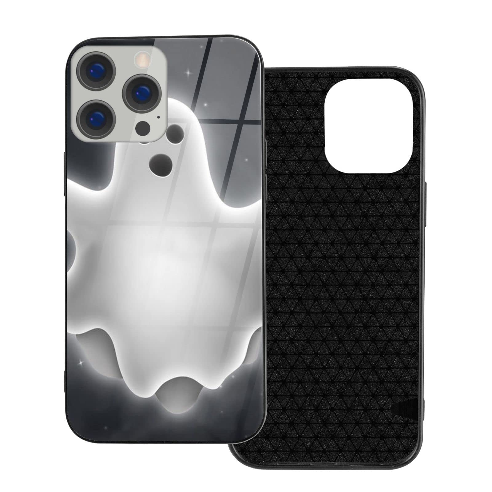 **Halloween Ghost Printed Shockproof iPhone 12 Mini Case - 5.4 Inch Black Protective Phone Cover with Tempered Glass | Perfect for Spooky Season & Party Accessories**