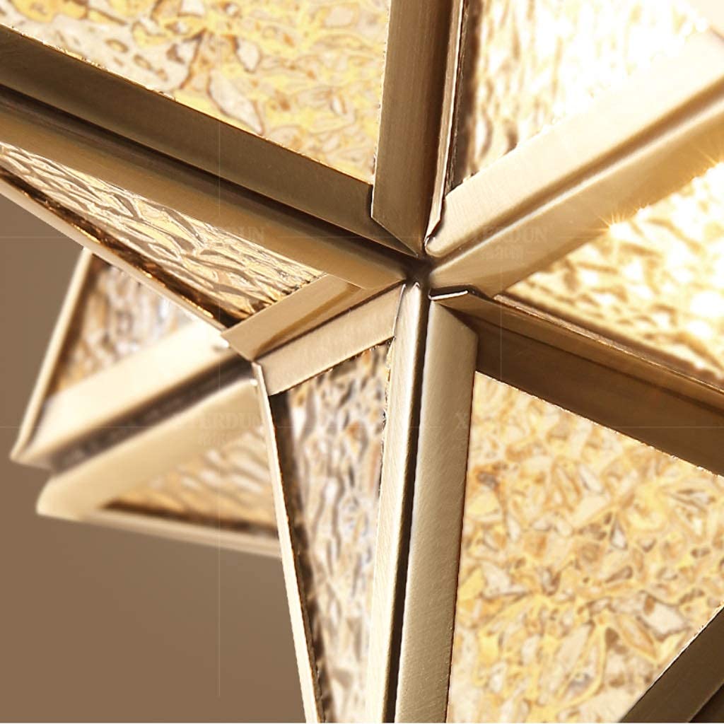 Modern Five-Pointed Star Ceiling Lamp - All Copper LED Lighting Fixture for Living Room, Kitchen, Dining Room, Hallway & Balcony | Energy Efficient Home Decor & Ambient Lighting Solution
