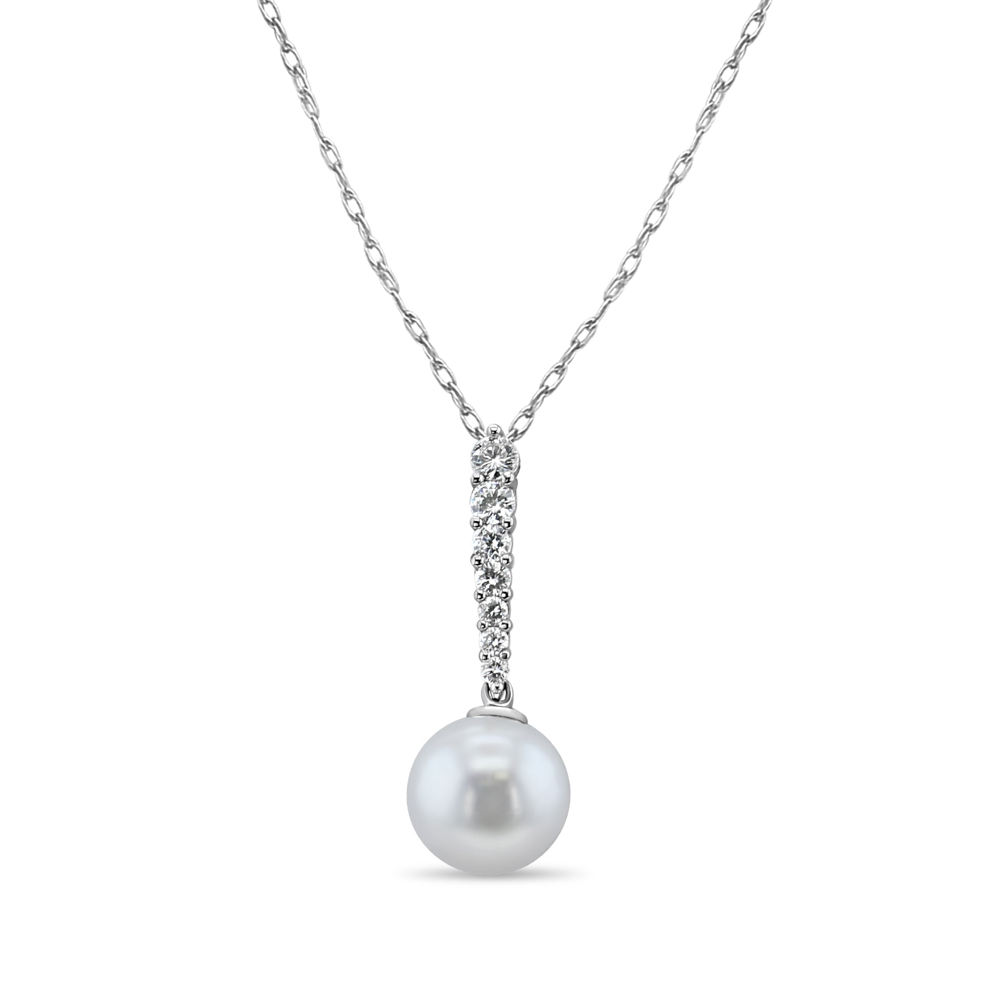 10MM Freshwater Pearl Diamond Pendant Necklace for Women - Elegant Jewelry Gift for Wedding, Anniversary & Special Occasions
