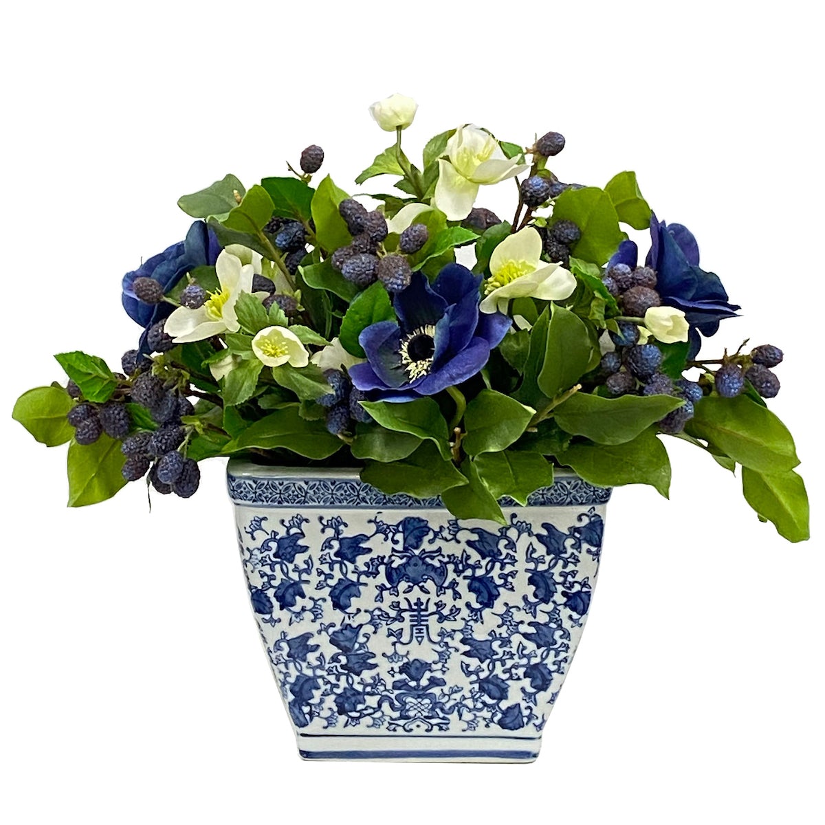 Beautiful Anemone & Mulberry Silk Flower Arrangement - Perfect for Home Decor, Wedding Centerpieces, and Office Desks